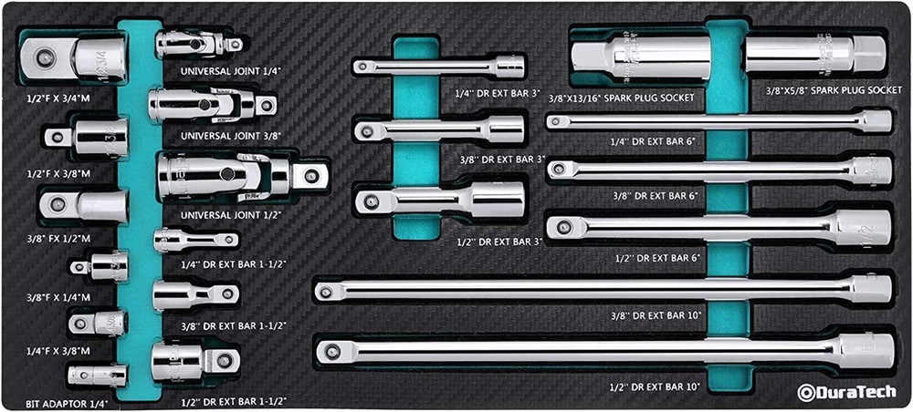 DURATECH Socket Accessory Kit/Drive Tool Accessory Set w/EVA Foam Tool Organize