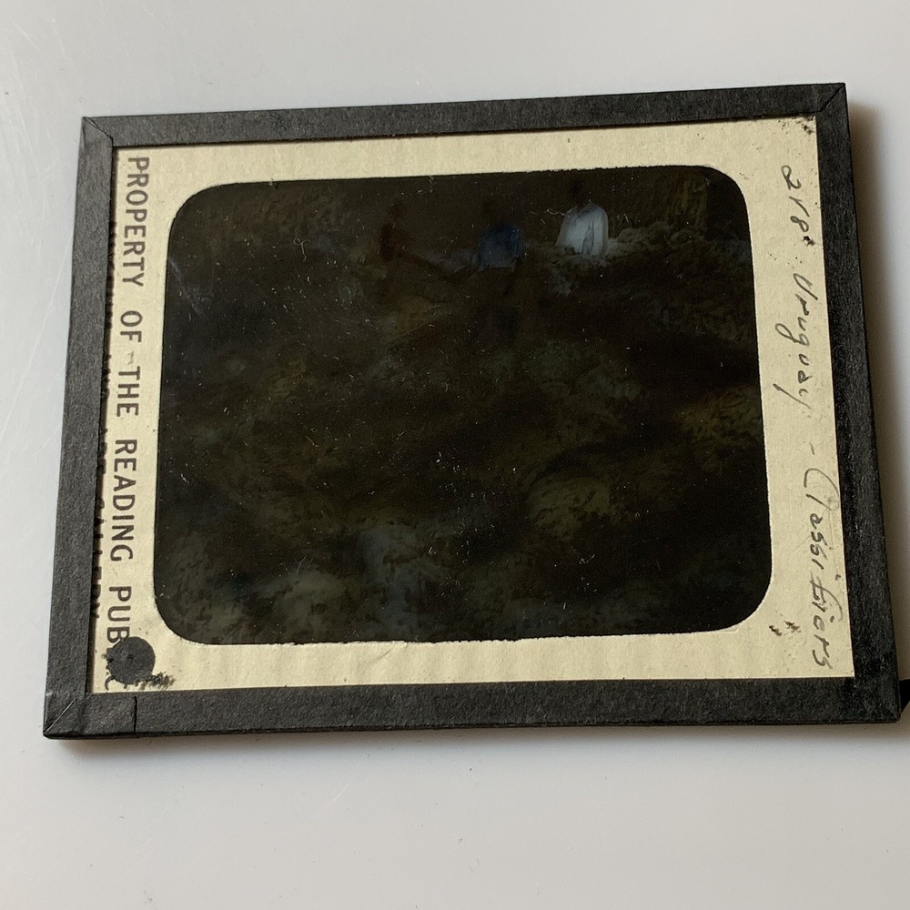 Vtg Magic Lantern Glass Slide Photo Color Uruguay Sorting Classifying Wool