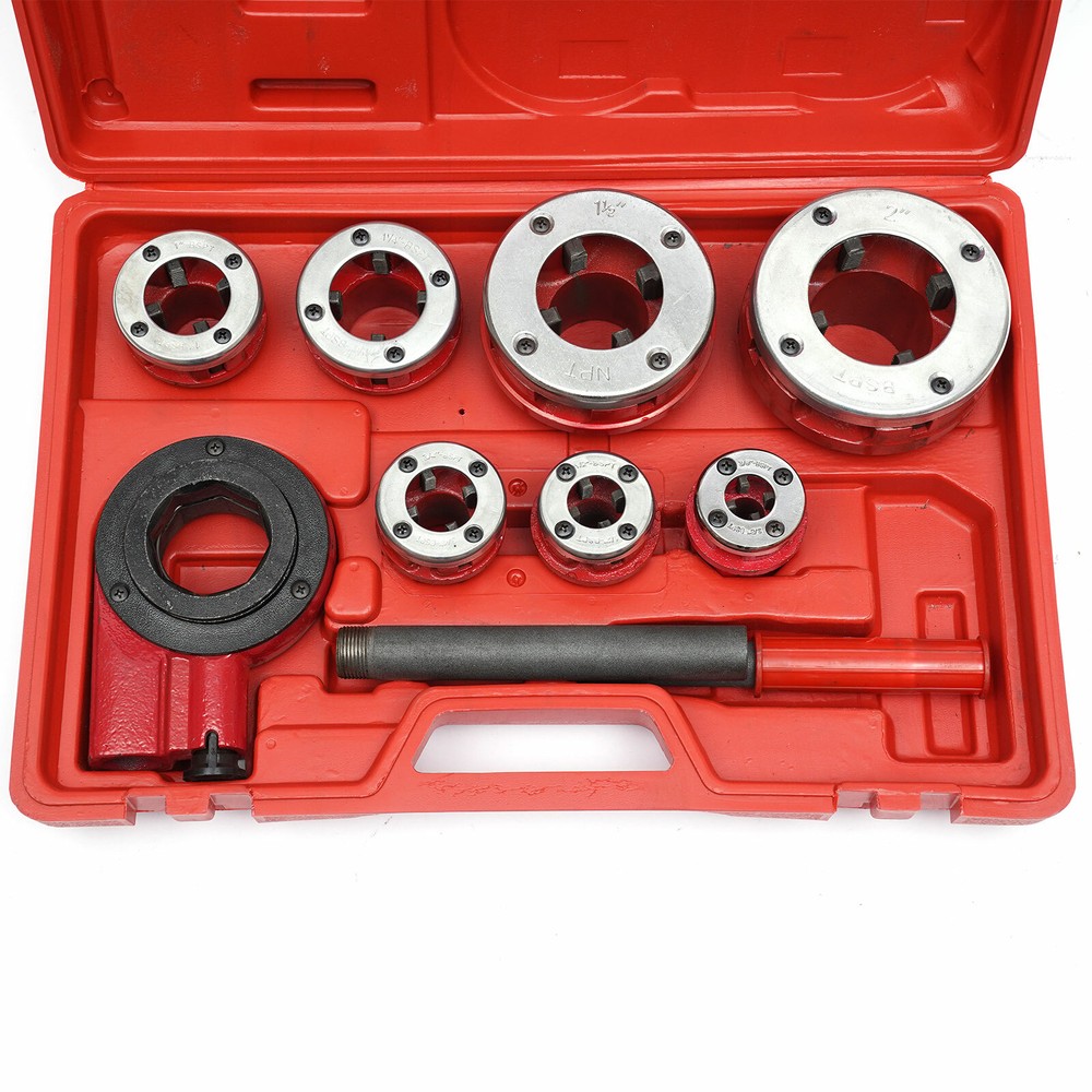 7 Size Pipe Threader Threading 3/8" to 2" Die Dies kit / Handle Ratchet Tool Set