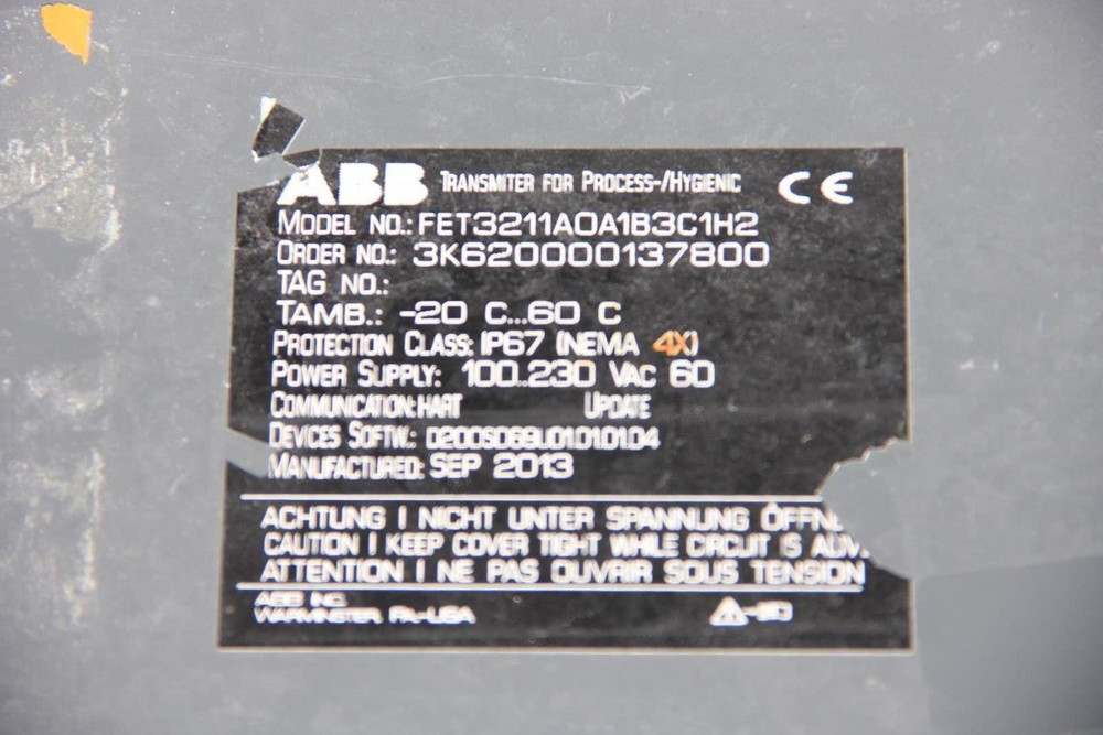 ABB FET3211A0A1B3C1H2 Digital Readout Inline Flow Meter