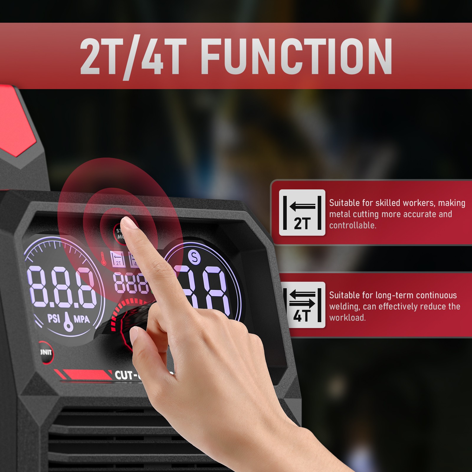 65Amp Plasma Cutter Non-HF Pilot Arc, Dual Voltage 110V/220V, Digital Display