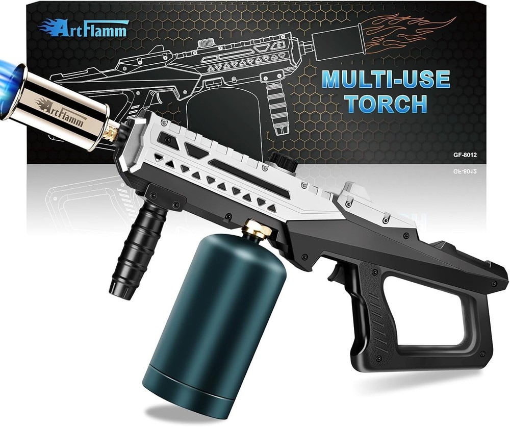 Powerful Propane Torch Gun, Kitchen Torch with Adjustable Flame, Flamethrower