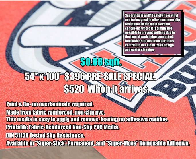 Floor Graphics Extra-Durable Self-Adhesive Rough Matte Surface Vinyl 54"x100ft.
