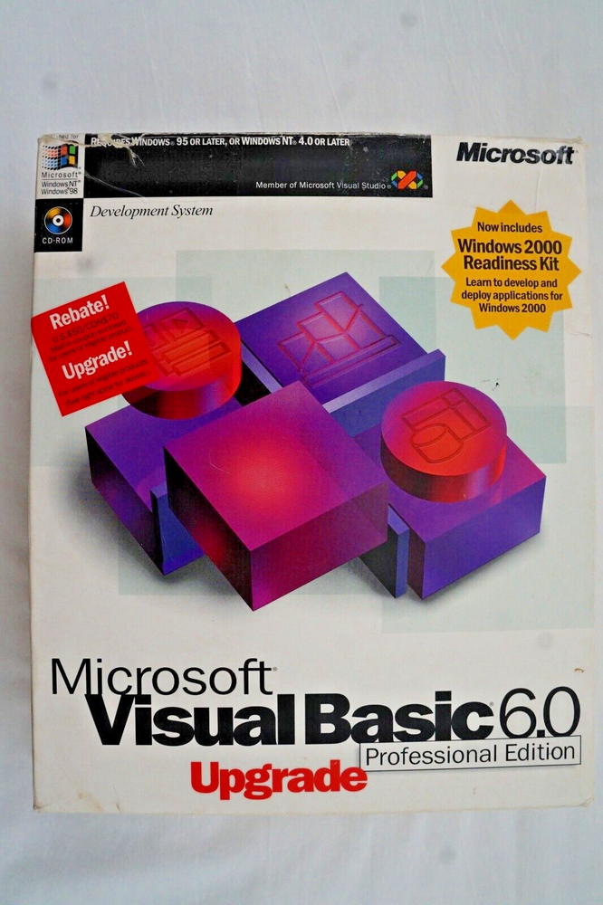 Microsoft Visual Basic 6.0 Professional Upgrade or Full Ver for Windows 95 ~ 11