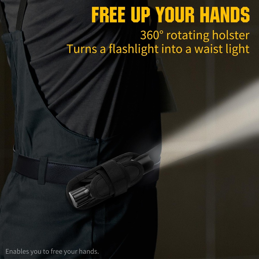 Tactical LED Flashlight Torch Holder Stretchable Holster Duty Belt Pouch Case