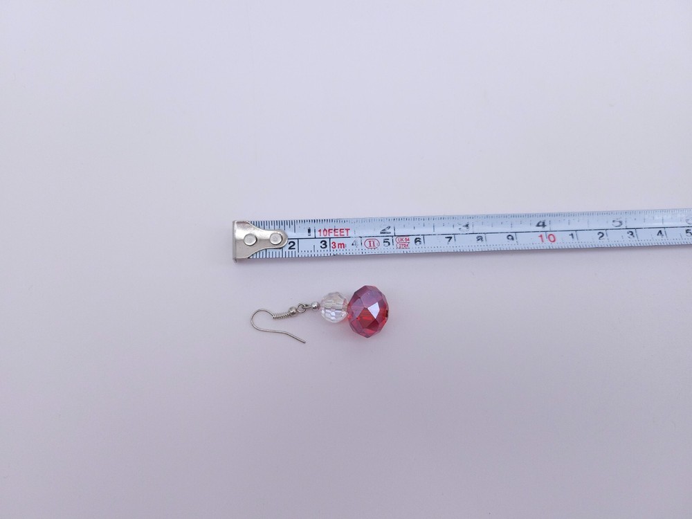 Handmade Red and Whithe beads drop earrings