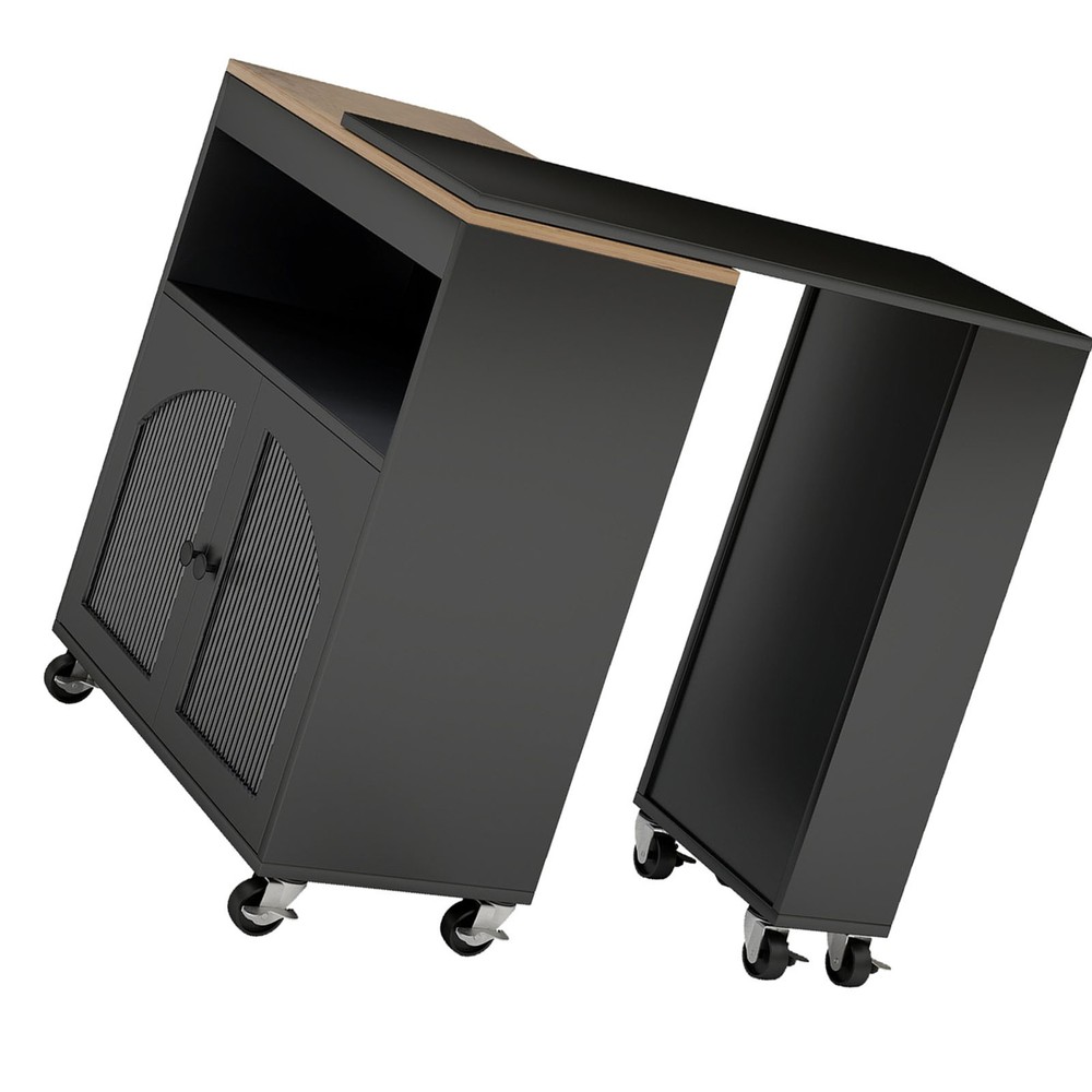 Rolling Kitchen Island Table With LED Light Power Outlets For Kitchen RAEA