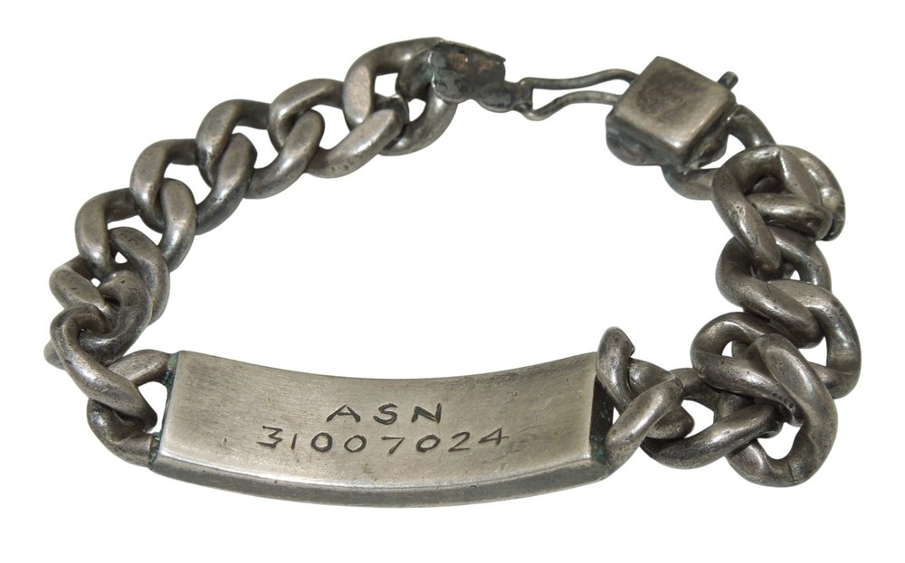 WWII US Army North Africa 1943 WOUNDED IN ACTION Medic STERLING ID Bracelet CA6