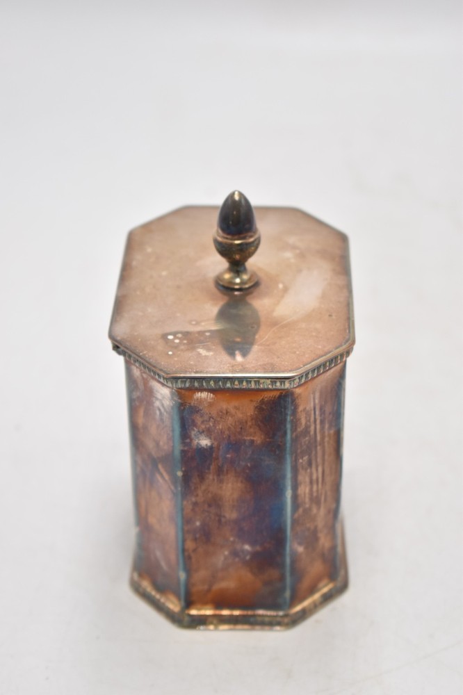 Antique Mappin & Webb Silver Plated Octagonal Tea Caddy