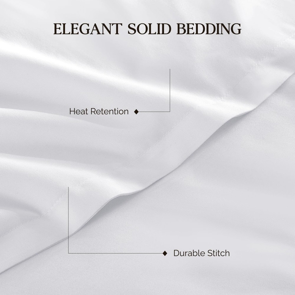 White Queen Size Comforter Set, 3 Pieces Boho Solid Bedding Comforters & Sets, M