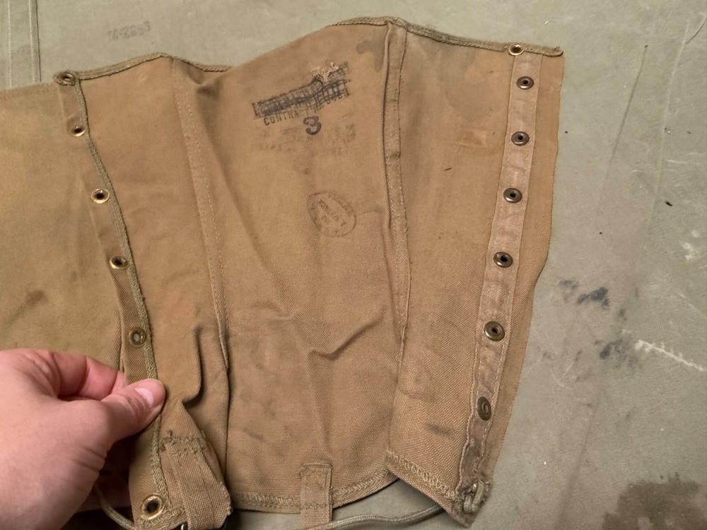 ORIGINAL WWI US ARMY INFANTRY M1917 COMBAT FIELD LEGGINGS- SIZE 3