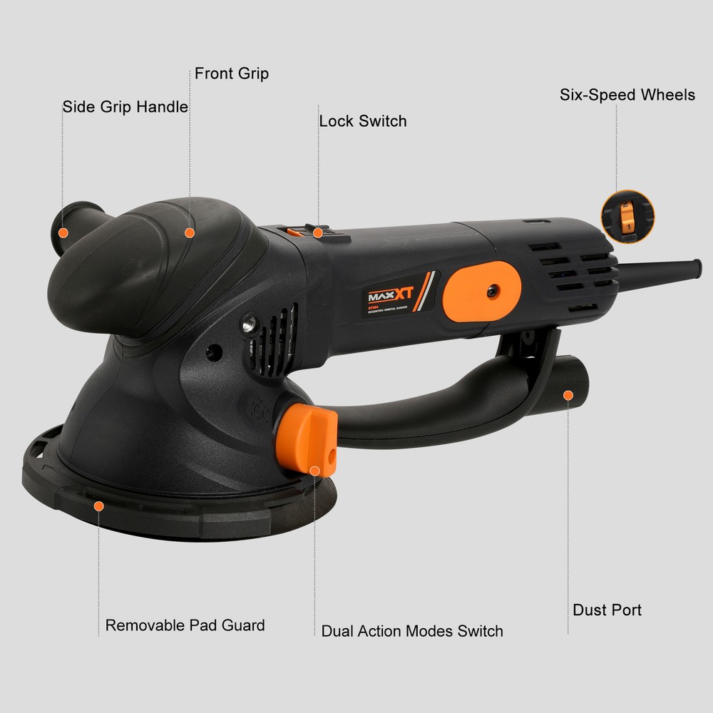 MAXXT 6” Corded Variable Speed Random Orbital Sander w/ Turbo -mode & Dual-mode