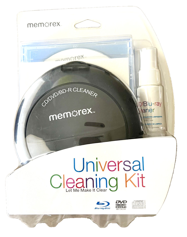 Memorex Universal CD/DVD/BD-R Cleaning Kit with Solution, NEW!
