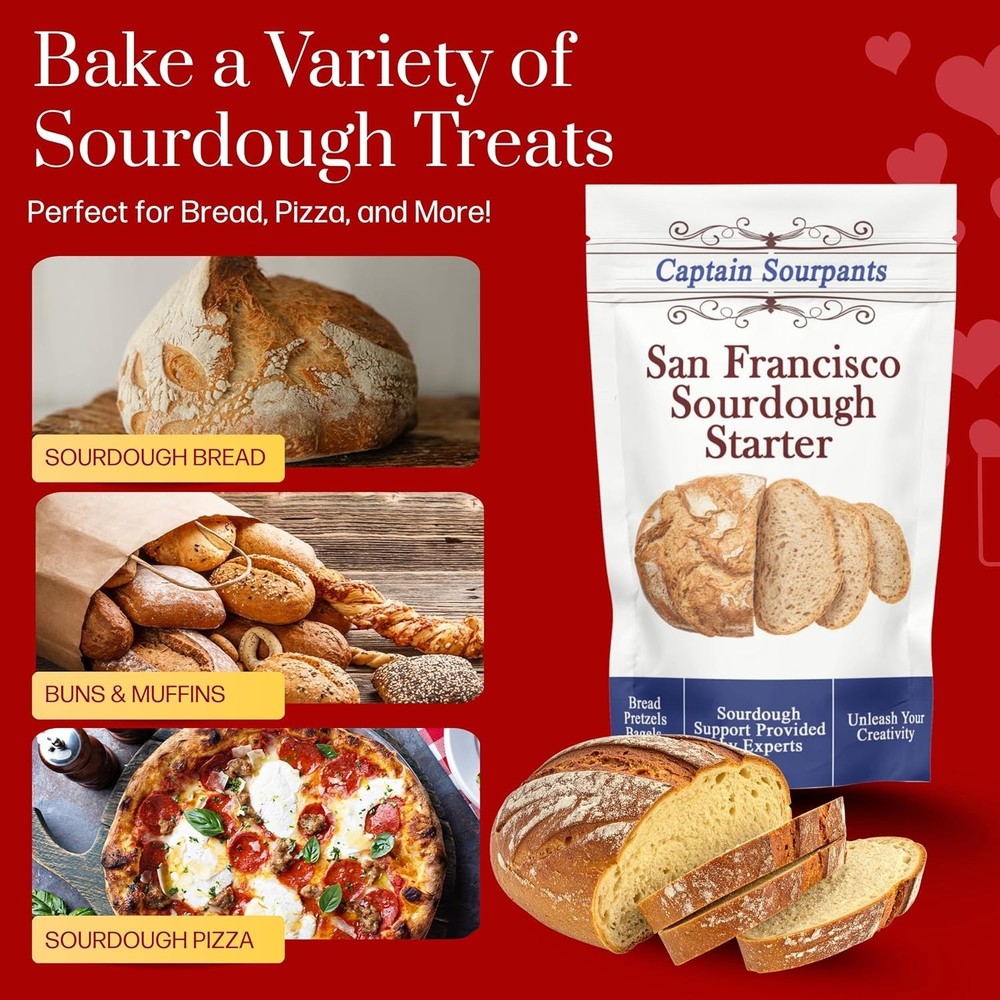 Authentic 100- Sourdough Starter Culture - Easy Baking Kit for Bread & More