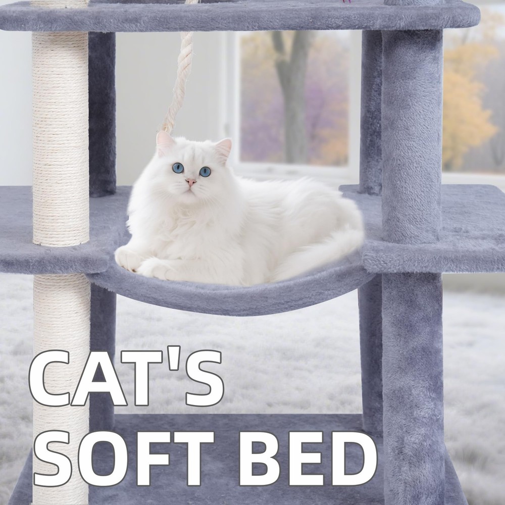 Big Cat Tree, Cat Tower with Multi-Level Condo, Hammocks, Rotating (Grey, 63....