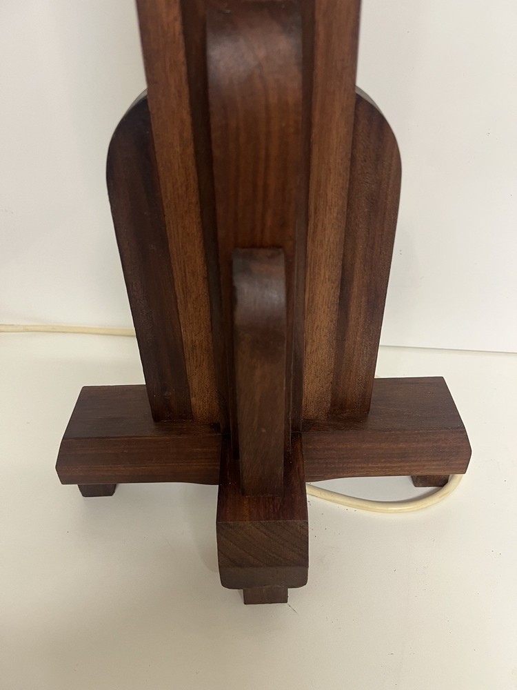 Art deco teak table lamp skyscraper rewired restored