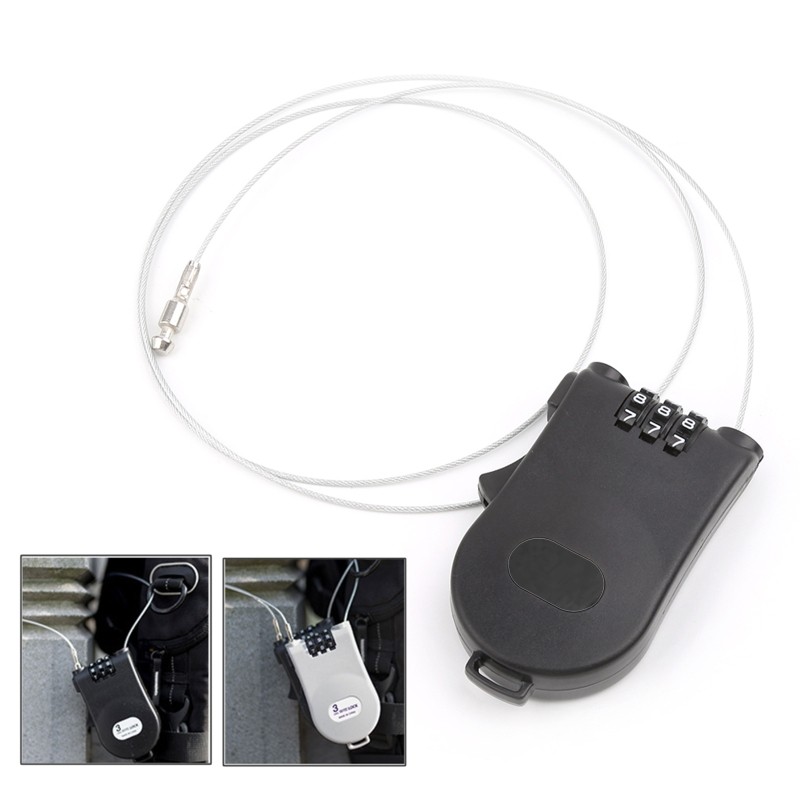 Retractable Wire Rope Password Lock Combination Coded Locker Outdoor Keyed Padlo
