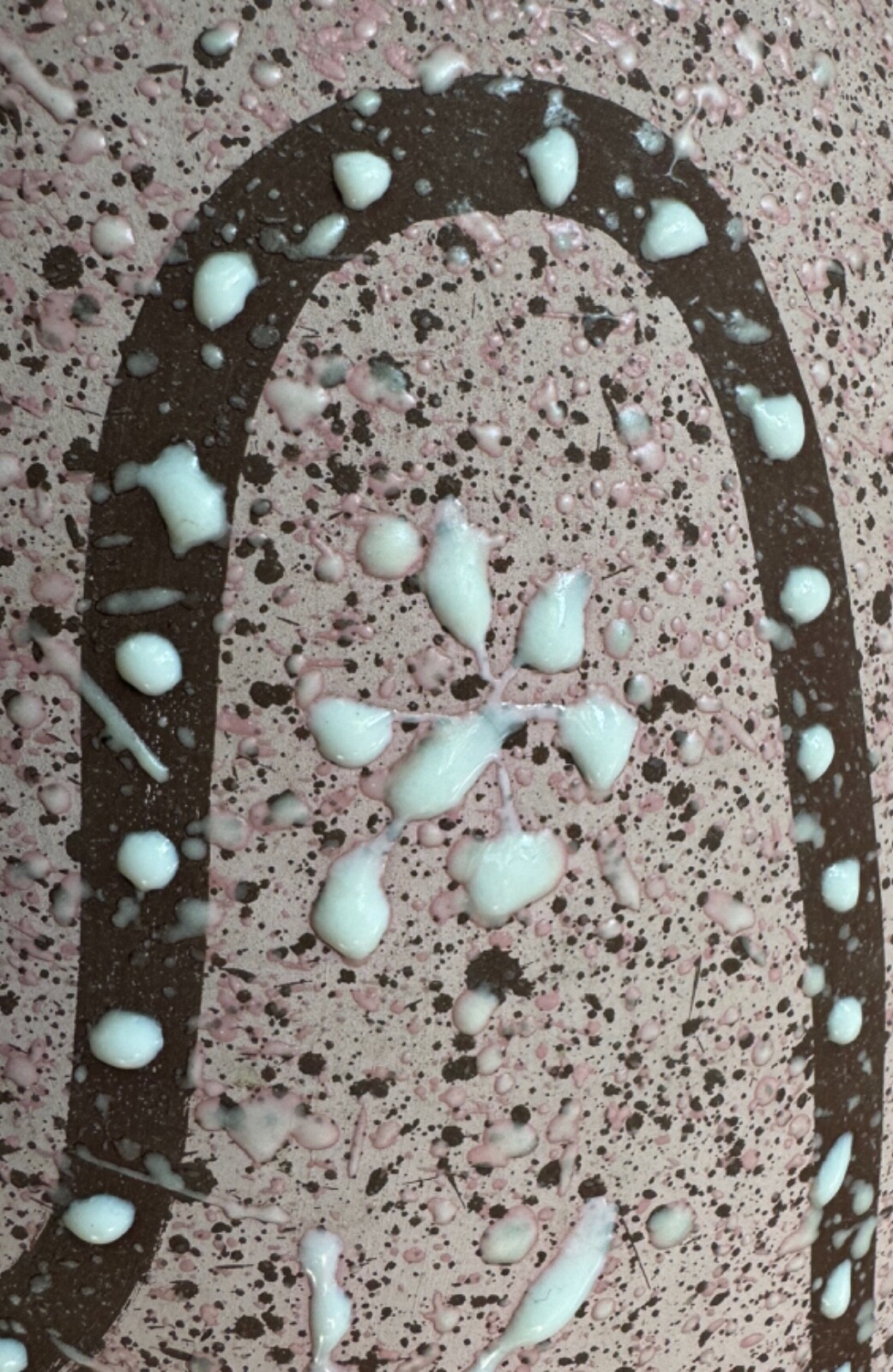 Vintage 50s Atomic Era Pottery Lamp Mid Century MCM Modern Lighting Pink Brown