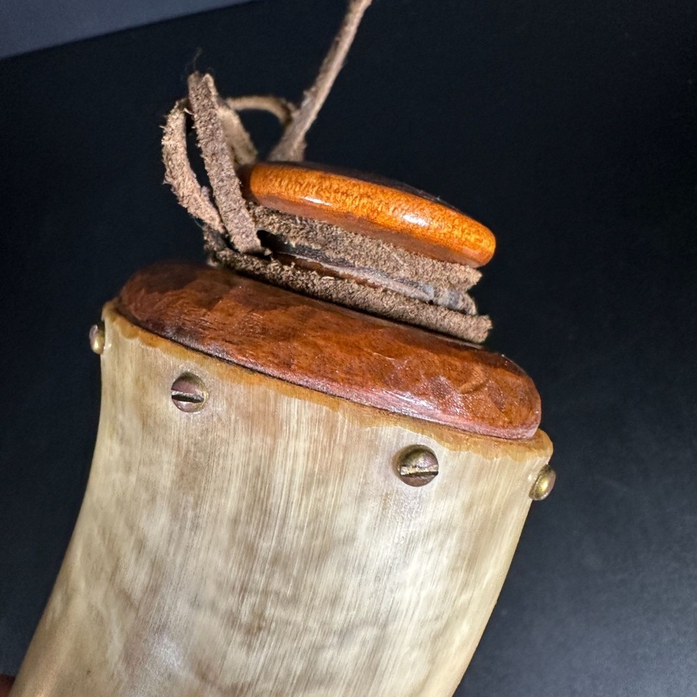 Vintage Mountain Man Capped POWDER HORN Primitive Frontier-Style Muzzleloader