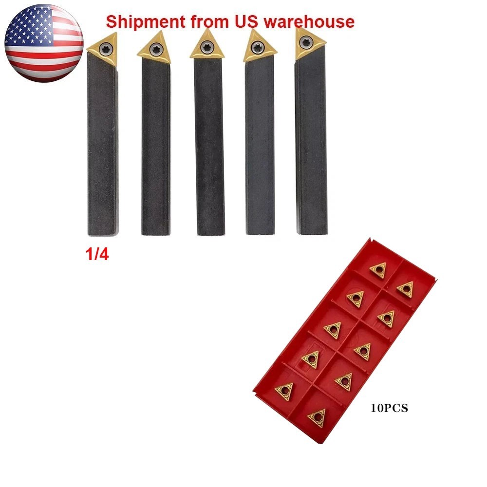 5 pc 1/4" Lathe Indexable Carbide Insert + 15pcs Turning Tooling Bit Holder Set