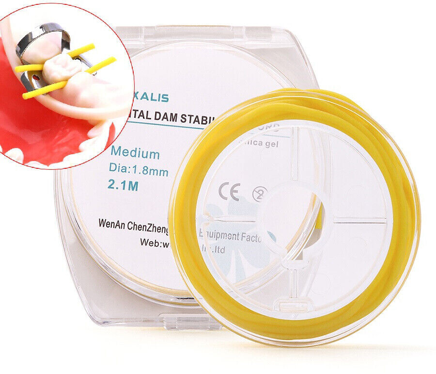 Dental Stabilizing Cord Medium Wedge Clamp Elastic Sheet 2.1m Rubber Stabilizing