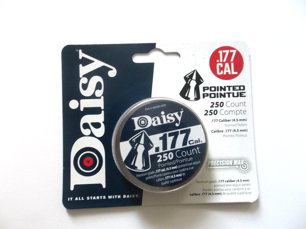 DAISY Precision Max 250 Count POINTED 4.5mm .177 Caliber Pellets Target