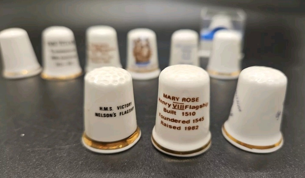 10 x Bone China Thimbles Thimble Boats & Ship theme