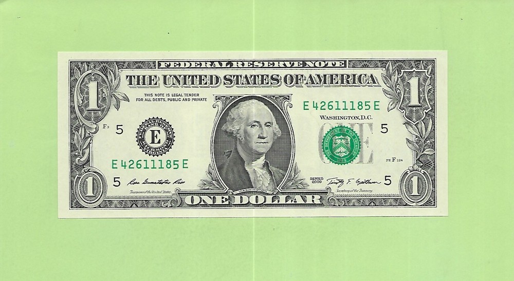 2009 ..UNCIRC $1  E 4261 1185 E  .... 2009 $1  E-E      NICE NOTE          FRN