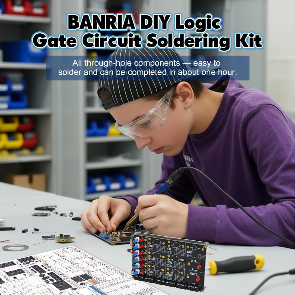 DIY Logic Gate Circuit Soldering Kit–Basic Logic Gate Learning Kit with Inter...
