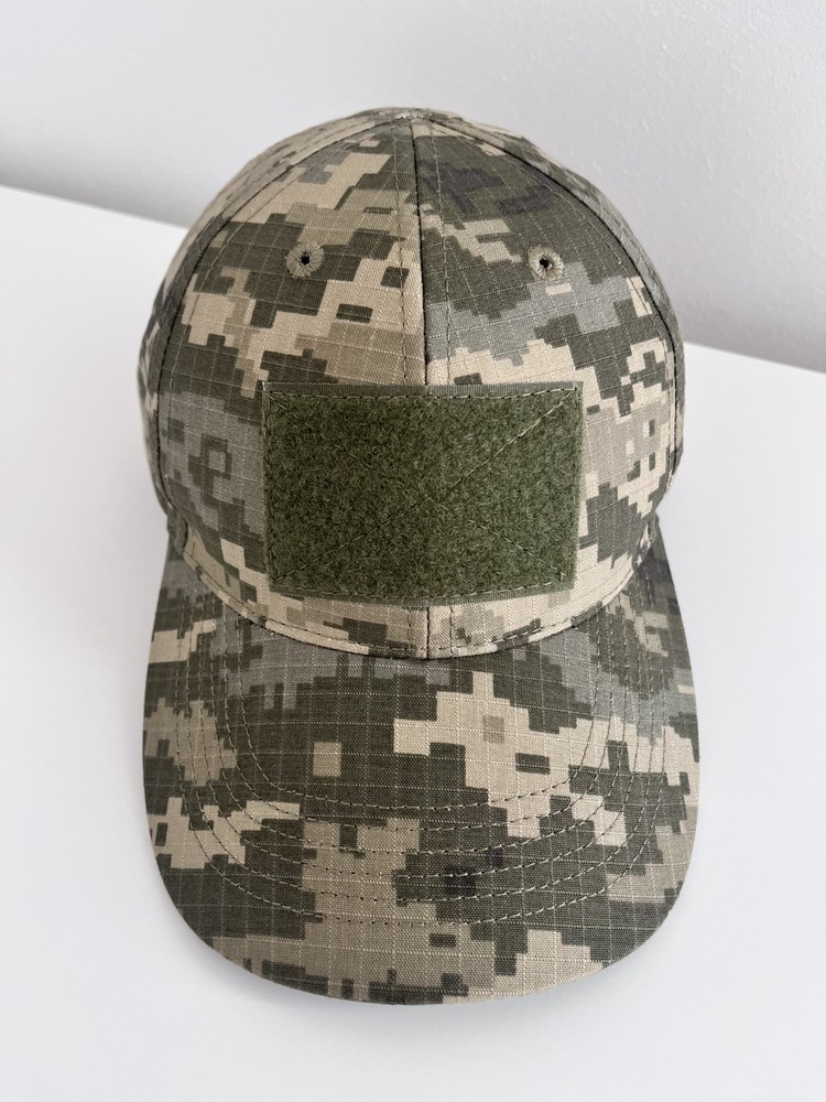UAF MM14 Digital Camo Cap Tactical Ripstop + Ukraine Trident Patch