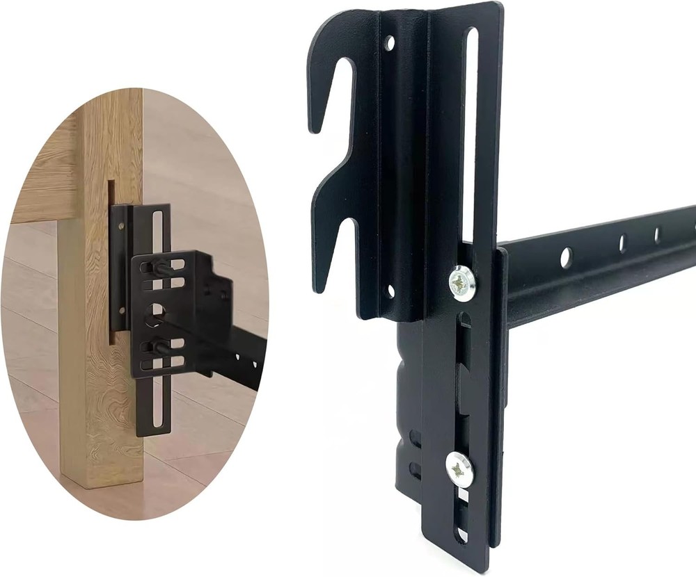 2Pcs #711 Bolt-On to Hook-On Bed Frame Conversion 2pcs 711 brackets, Black