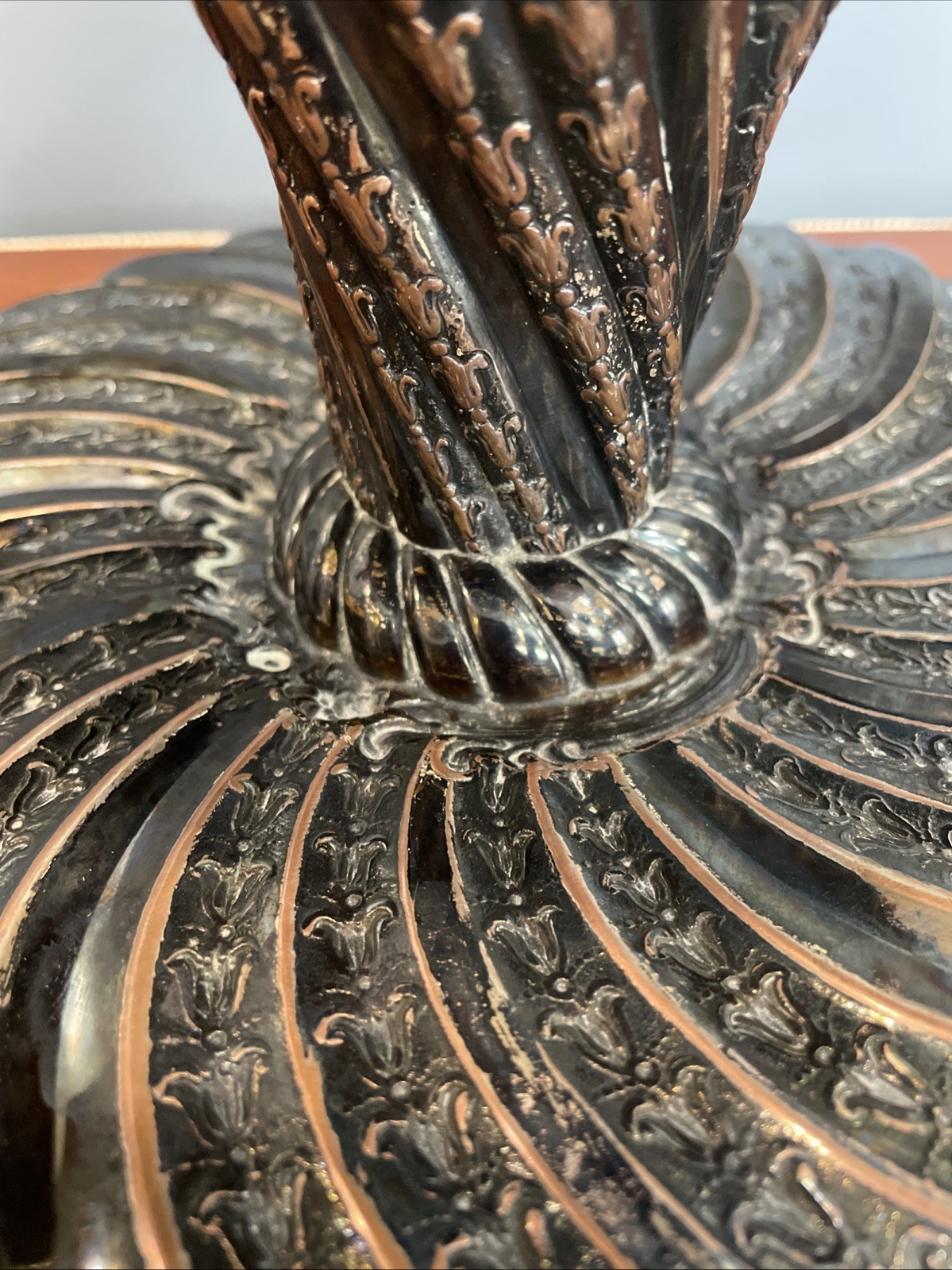 Antique German Silver Rococo Baroque Renaissance Green Man Face Charger Tray