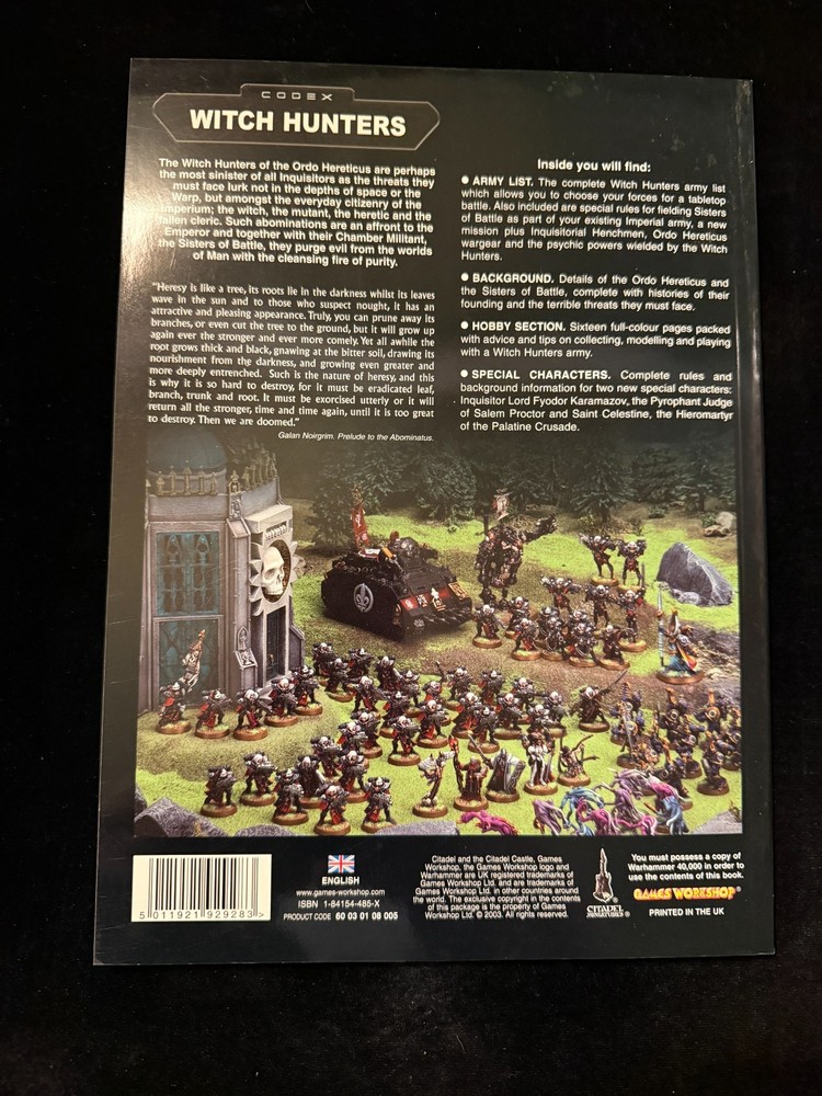 Games Workshop Warhammer 40k Witch Hunters Codex Book Supplement Rulebook 3rd Ed