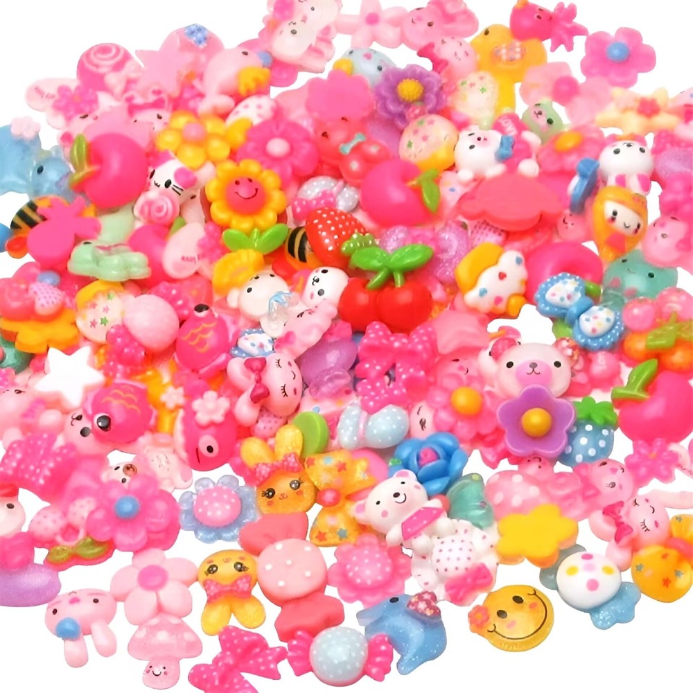 100pcs Mix Lots Flatback Resin Buttons Scrapbooking Craft Decorative Elements