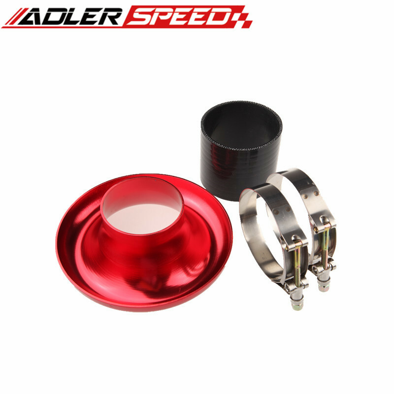4" Universal Velocity Stack For Cold /Ram Engine Air Intake /Turbo Horn Red
