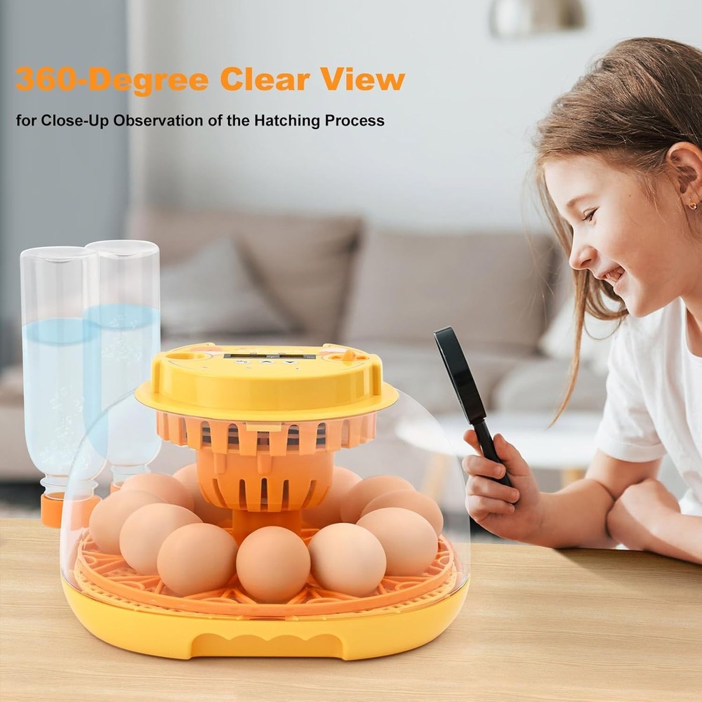 Egg Incubator for Hatching Chicks, Automatic Egg Turner Holds 12 Eggs, Smart Inc