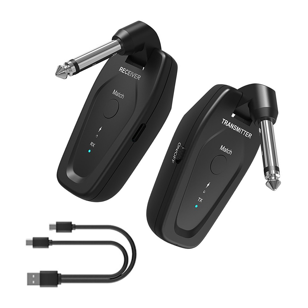 Professional UHF Wireless Guitar System Transmitter Receiver Type-C Charging