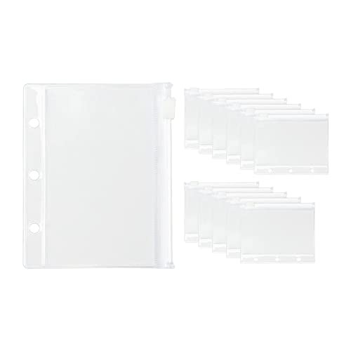 12Pack Binder Pockets Clear Zipper Binder Pouches Bag Mini Size Clear Type
