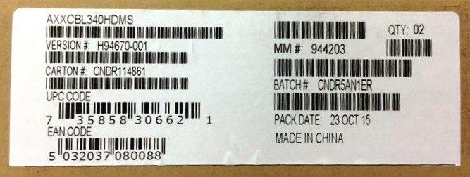 Intel AXXCBL340HDMS Mini-SAS Cable Kit NEW BULK PACKAGING