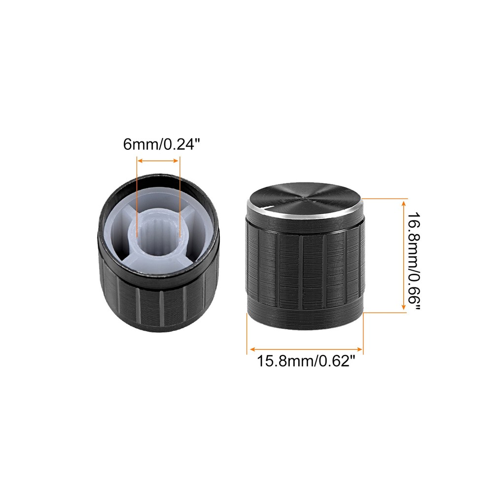 5 x Potentiometer Control Knob Insert Shaft Switch Knobs 15.8x16.8mm 6mm Black