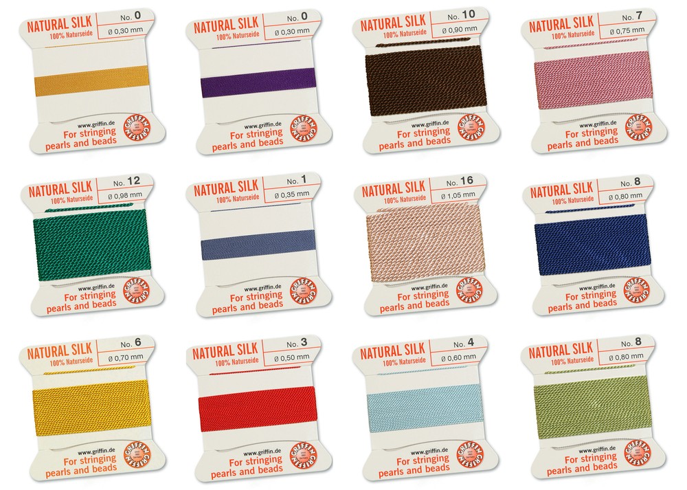 Griffin® 100% Natural Silk Thread with 1 Needle for Stringing Pearls & Beads