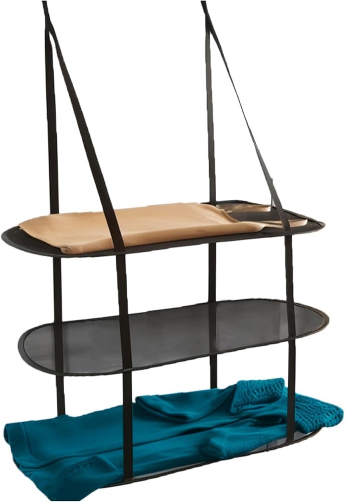 3 Tier Over Door Drying Rack Polyester Breathable Mesh Small Spaces