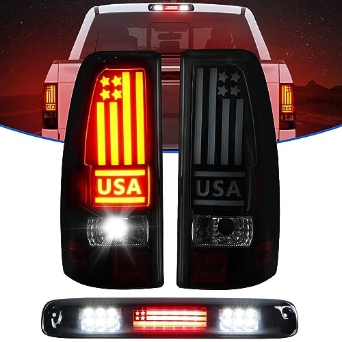 LED Tail Light + 3rd Brake Tail Lights with 3rd Brake Light U.S. Flag Pattern