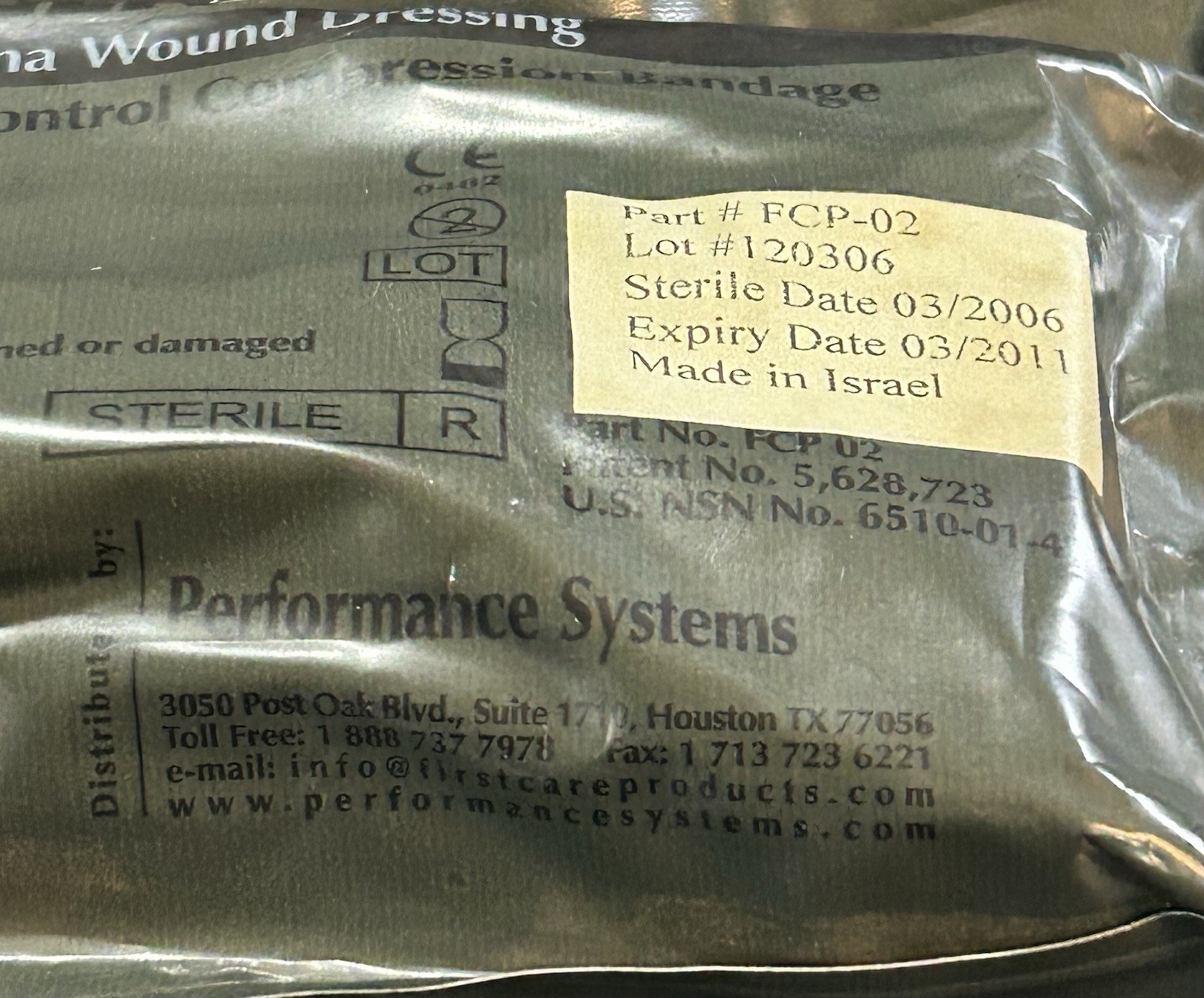 US Military Trauma Wound Dressing Hemorrhage Control Compression Bandage New