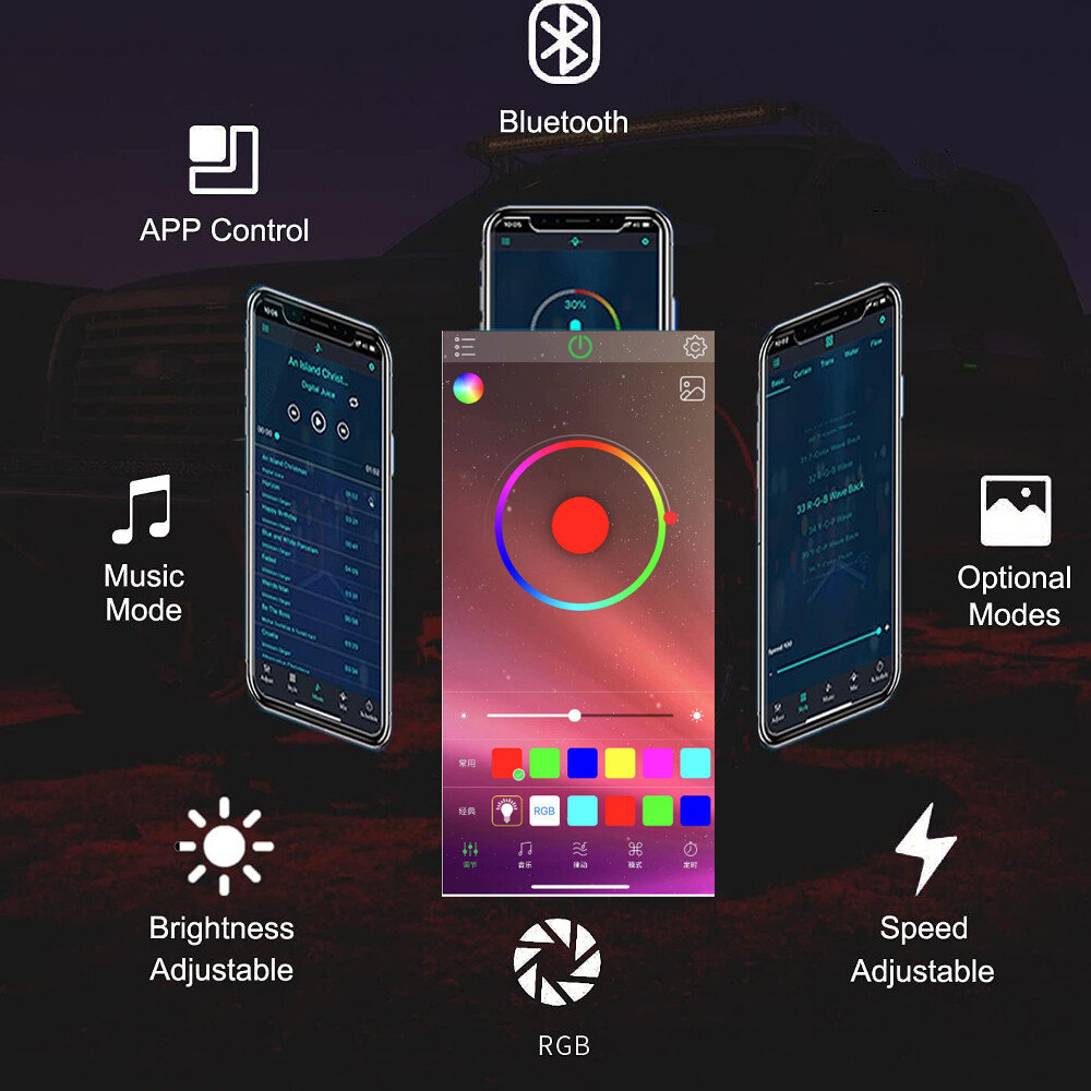 4x RGB LED Pods Rock Lights Kit Underbody Neon Light Fit Ford F-150 F-250 F-350