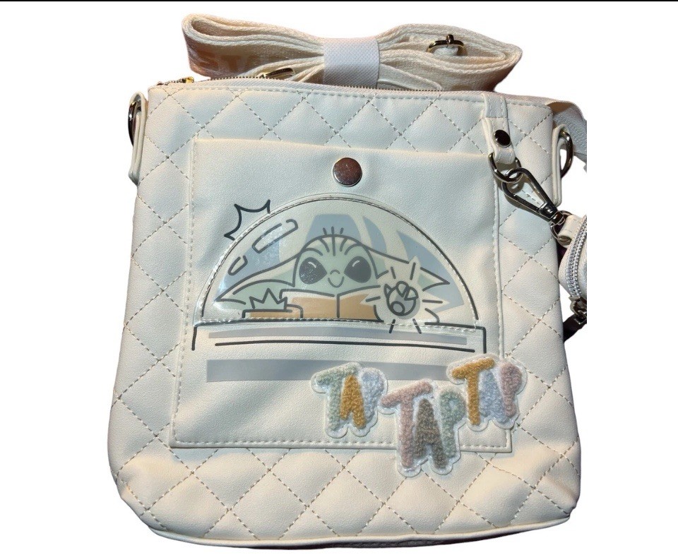 Disney Parks 2023 Star Wars Grogu Crossbody Bag with Coin Purse White