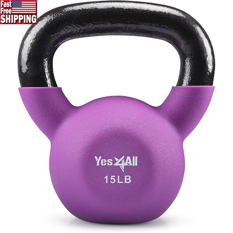 Solid Cast Iron Neoprene Kettlebell Adjustable Weights Ergonomic Grip Stability