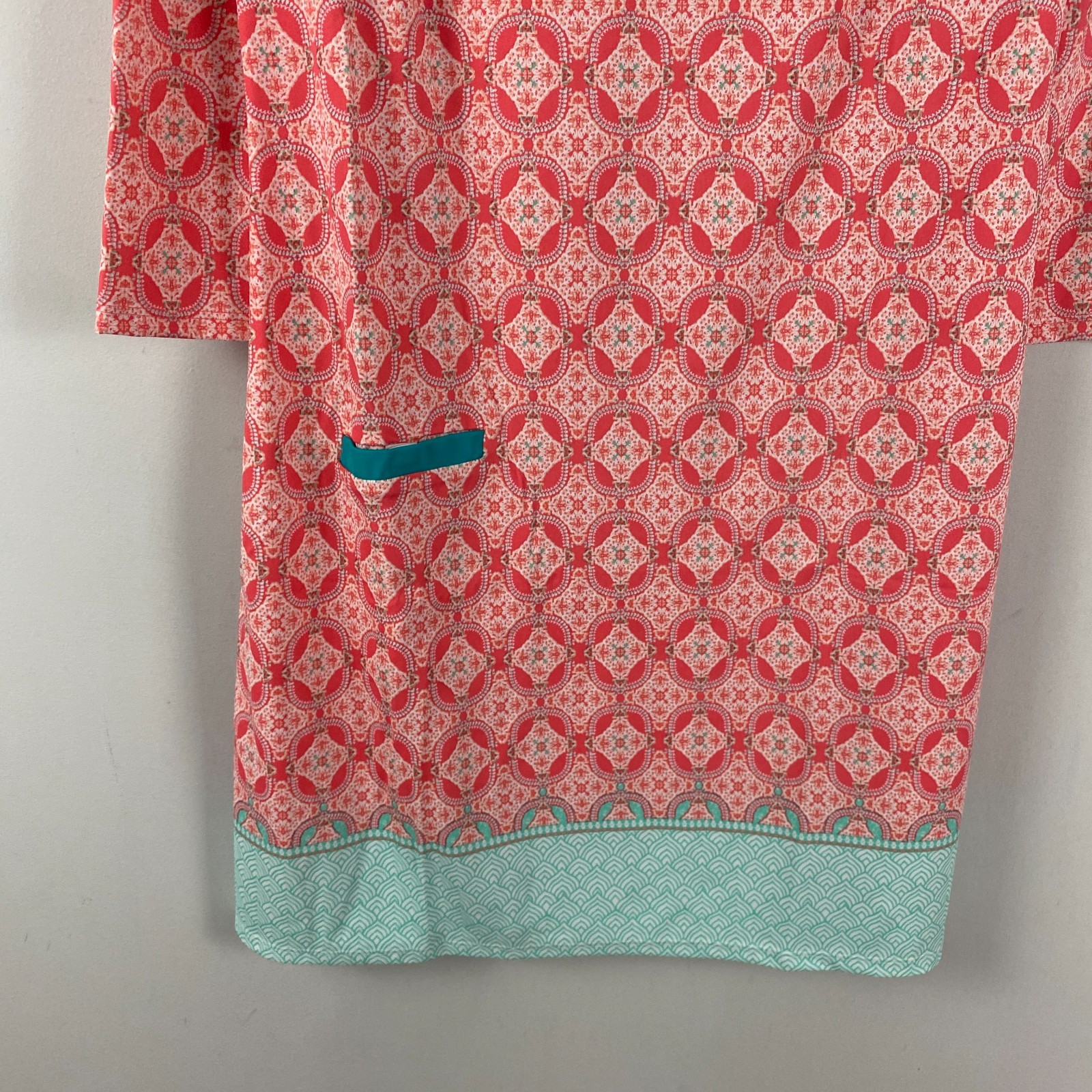 Cabana Life Coral Tides Shift Dress Size Small 3/4 Sleeves Nylon Stretch