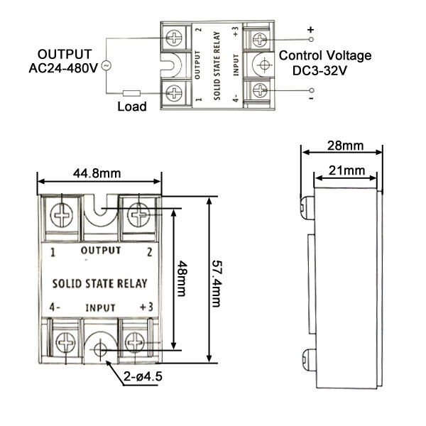 10PCS 25A SSR Solid State Relay DC Control AC DC3-32V Control AC24-480V D4825