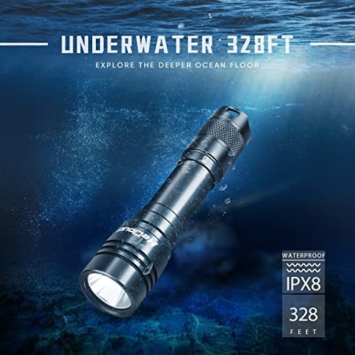 3000LM Scuba Diving Flashlight with Rechargeable Dive Light Underwater 1 Pack
